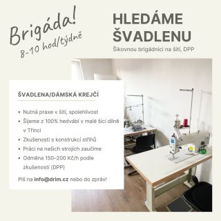 Hledáme šikovnou švadlenku 🧵