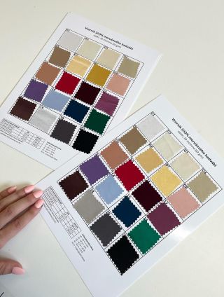 Velkoobchodní vzorníky 100% hedvábných látek. 🦋 🎨 20 základních barev v nabídce.