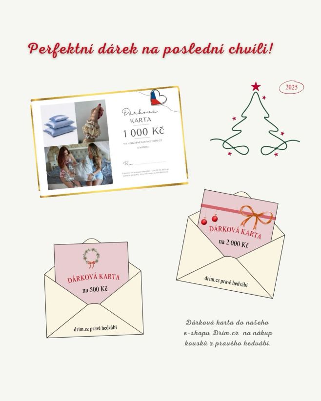 Dárkové karty na 100% hedvábné kousky v e-shopu